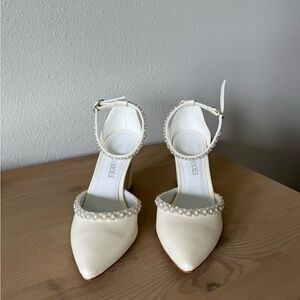 Elegant White Pearl-Embellished Heels